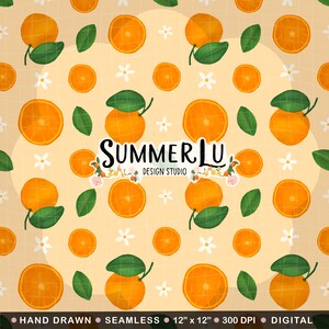 Söta apelsiner sömlösa mönster orange sömlös fil PNG digitalt papper upprepa ytmönster design
