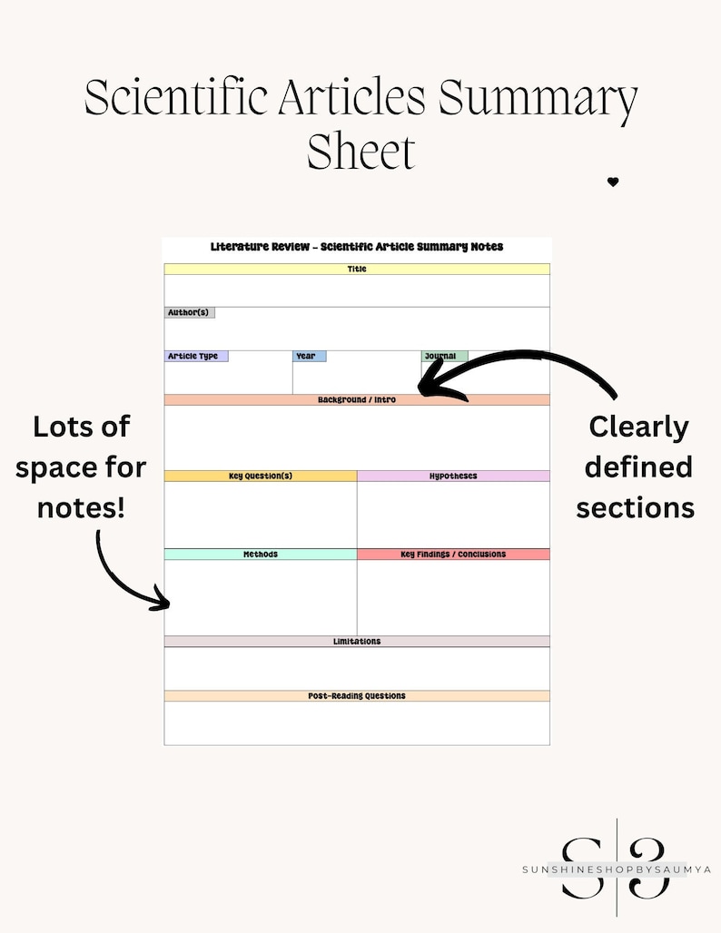 PDF - Scientific Article Summary Notes TEMPLATE, Literature Review ...