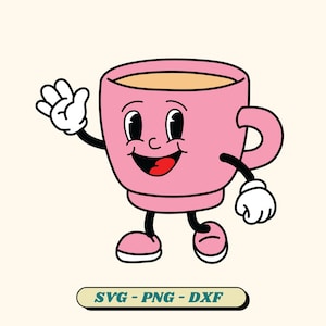 Retro Coffee Mug Character SVG, Funny Coffee Character Png, Coffee Cartoon  Design, Vintage Coffee Cup, Trendy Retro Svg File Download