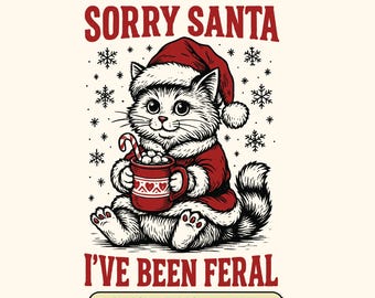 Feral Christmas Kitten SVG: Retro Holiday Cat Design (Digital Download, 4 Versions Included)