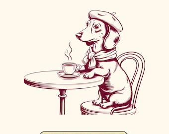 Retro Dachshund Paris SVG: French Wiener Dog Cut File (Digital Download)
