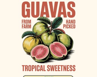 Retro Guava PNG: Summer Garden Shirt Design (Digital Download 4500x4500px)
