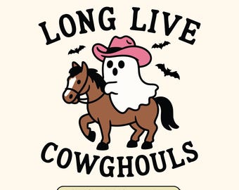 Cowghouls Halloween rodéo SVG : fantôme de cow-boy rétro, western png (téléchargement numérique