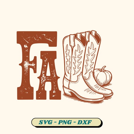 Retro Cowgirl Fall SVG: Pumpkin, Boots, Western Design (Digital Files Included)