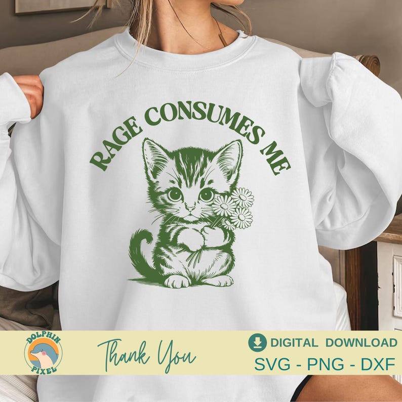 Rage Consumes Me SVG, Rage Consumes Me Cat Svg, Mental Health Svg, Cat Lover, Vintage Retro Cat Meme Shirt Svg