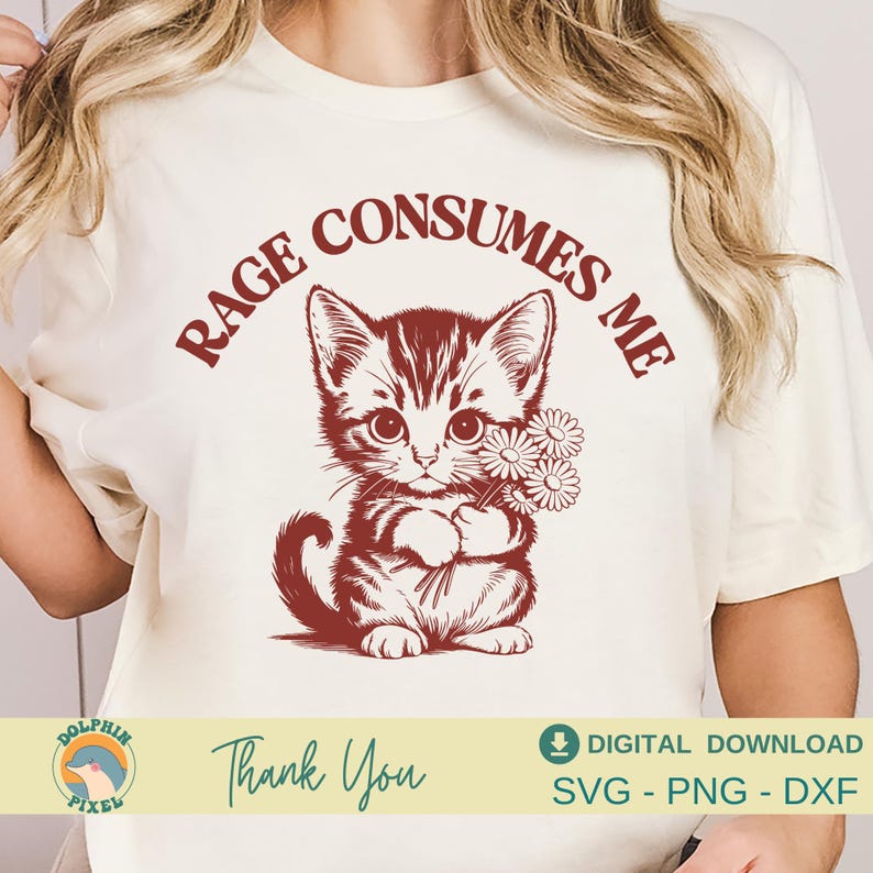 Rage Consumes Me SVG, Rage Consumes Me Cat Svg, Mental Health Svg, Cat Lover, Vintage Retro Cat Meme Shirt Svg