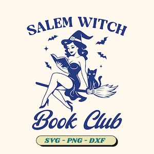 Salem Witch Book Club SVG: Retro Halloween Design (Digital Download, 6 Versions Included)