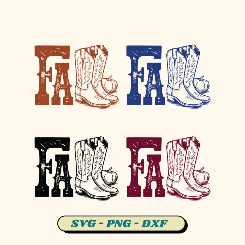 Western Cowgirl Fall SVG, Retro Pumpkin Fall Season Png, Cowgirl Boots Fall, Fall Western Design, First Day Fall Svg