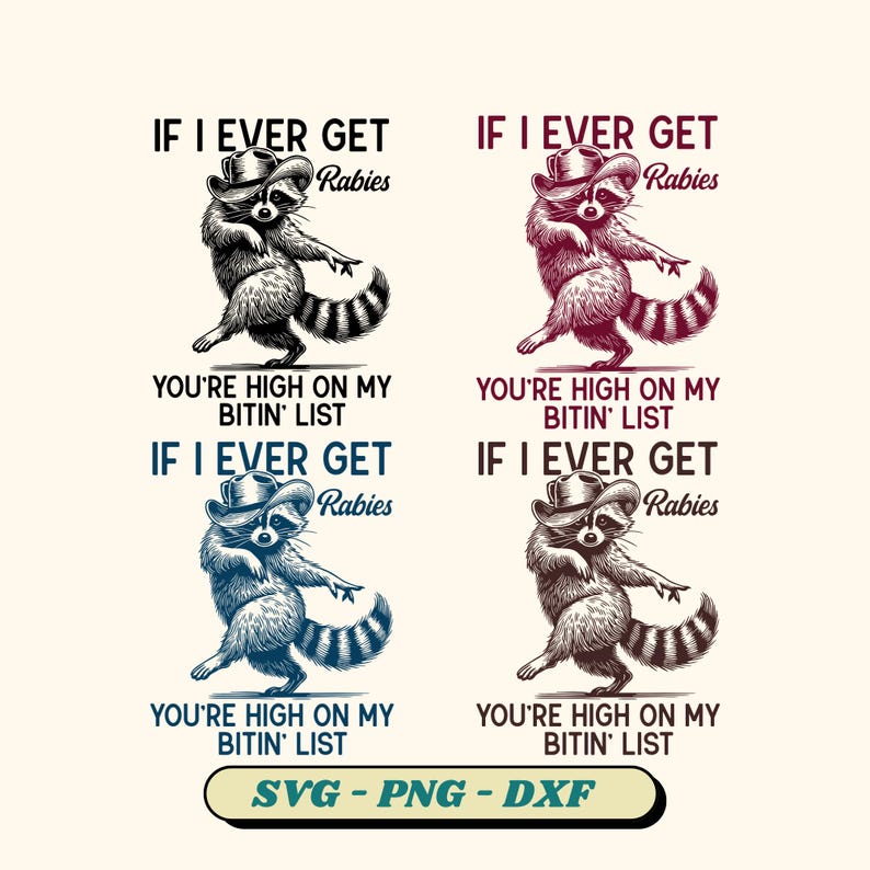 Svg Racoon Rabid Cowboy Raccoon Rabies Quote SVG PNG: Retro Humor (digital Download) - Etsy