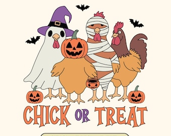Chick or Treat Halloween Chicken SVG: Spooky Pumpkin Design (Digital File)