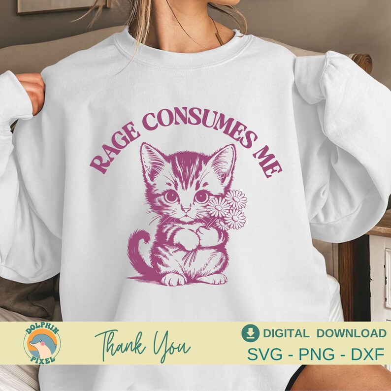 Rage Consumes Me SVG, Rage Consumes Me Cat Svg, Mental Health Svg, Cat Lover, Vintage Retro Cat Meme Shirt Svg