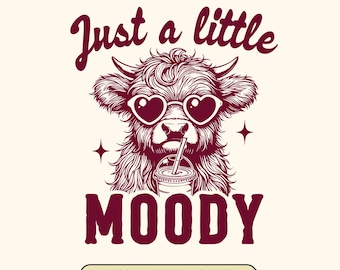 Moody Highland Cow SVG: Retro Iced Coffee Heifer (Digital Files)