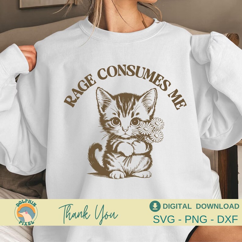 Rage Consumes Me SVG, Rage Consumes Me Cat Svg, Mental Health Svg, Cat Lover, Vintage Retro Cat Meme Shirt Svg