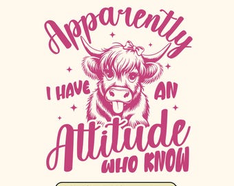 Attitude Cow SVG: Retro Highland Cow Design (Digital File)