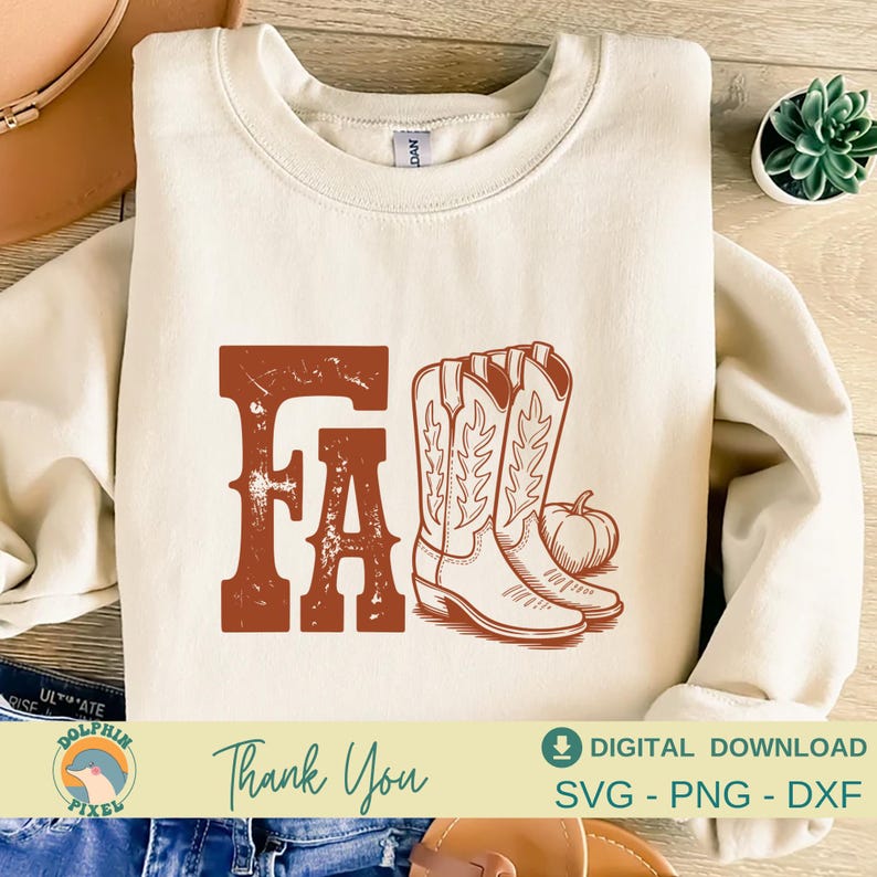 Western Cowgirl Fall SVG, Retro Pumpkin Fall Season Png, Cowgirl Boots Fall, Fall Western Design, First Day Fall Svg
