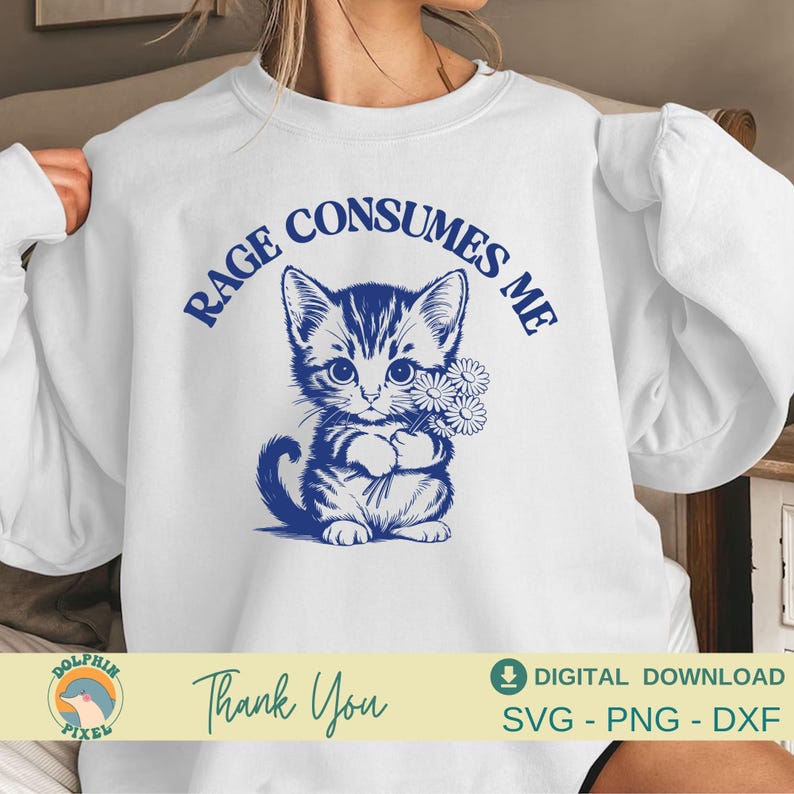 Rage Consumes Me SVG, Rage Consumes Me Cat Svg, Mental Health Svg, Cat Lover, Vintage Retro Cat Meme Shirt Svg