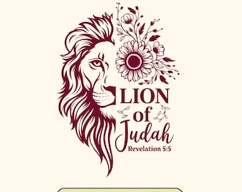 Lion of Judah SVG: Christian Bible Verse Art (Digital Download, 4 Versions Included)