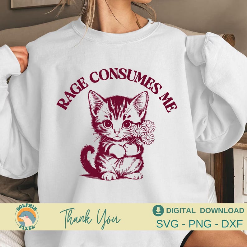 Rage Consumes Me SVG, Rage Consumes Me Cat Svg, Mental Health Svg, Cat Lover, Vintage Retro Cat Meme Shirt Svg