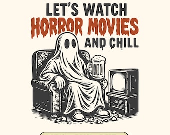 Retro Horror Movie Ghost SVG, Spooky Season Shirt Design (PNG, DXF)