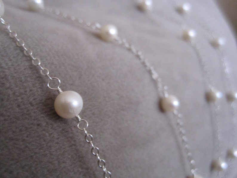 Sterling Silver White Freshwater Pearl Strand Necklet main image 1