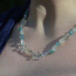 Crashing Waves Necklace: Green Amethyst, Aquamarine, Apatite, and Moonstone Necklace
