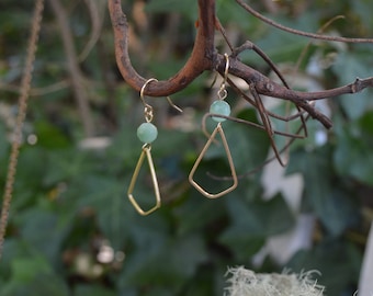 Succulent Earrings with Brass and Chrysophrase