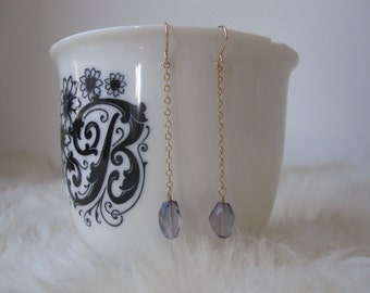 Dainty Iolite Drops on Gold Chain