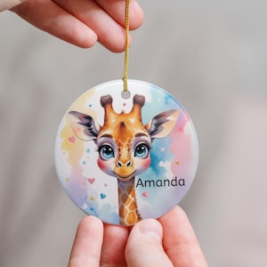Personalized Giraffe Ceramic Ornaments, Custom Holiday Decor, Kids Room Decoration, Two-Sided Print Ornaments