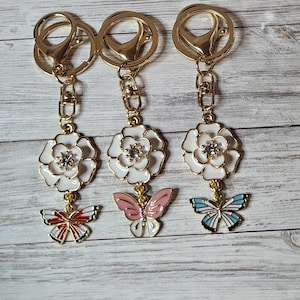 Butterfly Bag Charm, Flower Purse Purse Charm Keychain Accessory