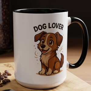 Dog Lover Coffee Mug - Cute Pet Gift, Black Handle Mug, Dog Mom Gift, Animal Lover Cup