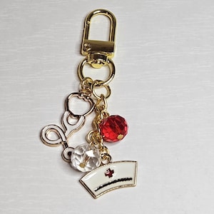 Nurse Purse Charm Keychain Red Medical Bag Charm Accessory Gift For Her