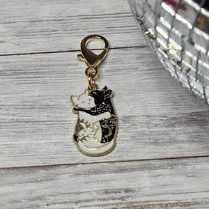 Badge Reel Charm, Day Night Cat Badge Charm Accessory, Zipper Pull Planner Charm