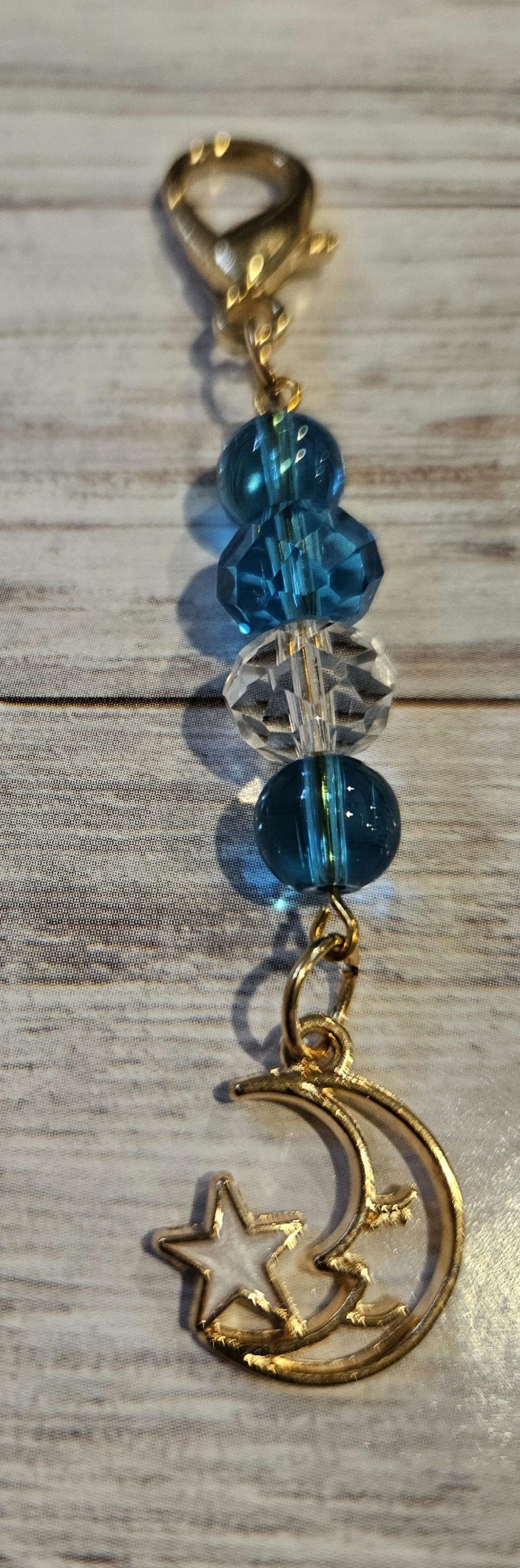 Blue Moon Keychain - Beaded Keychains With Moon-themed Charm Beaded Bag ...