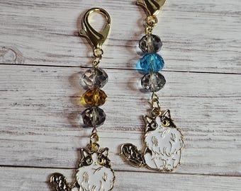 Cute Cat Bag Charm, Badge or Planner Charm Accessory , Gift for Cat Lover