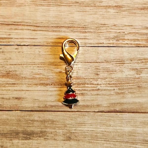 Badge Reel Accessory, Christmas Tree Badge Charm, Small Holiday Zipper Pull