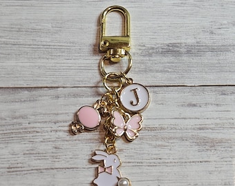 Easter Bunny Purse Charm, Rabbit Keychain, Personalized Bag Accessory