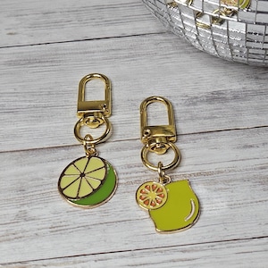 Citrus Charm Set, Fruit Purse Charm Lime Keychain for Purse Lemon Charm Bag Accessory Set of 2