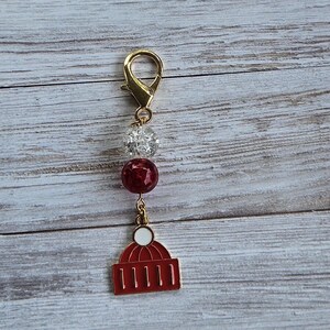 Badge Reel Accessory, Christmas Santa Hat Badge Charm, Holiday Zipper Pull