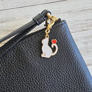 Valentine Cat Badge Charm, Cute Cat Purse Charm, Gift for Her