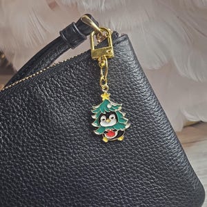 Christmas Tree Bag Charm, Penguin Purse Charm Accessory, Holiday Planner Charm