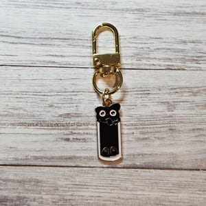 Black Cat in Dish Keychain Purse Charm Accessory