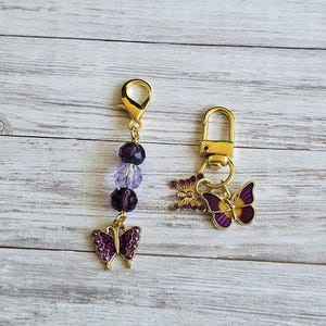 Purse Charm, Butterfly Bag Charm, Purple Bag Accessory