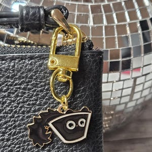 Black Cat in Dish Keychain Purse Charm Accessory