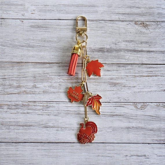 Fall Bag Charm, Turkey Purse Charm, Thanksgiving Charm Keychain Accessory