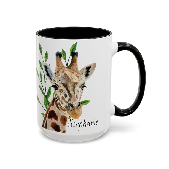 Baby Giraffe Christmas Mug, Personalized Giraffe Coffee Mug Gifts
