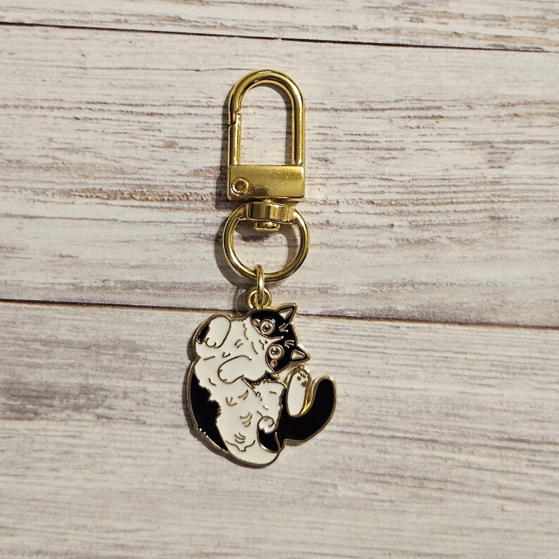 Tuxedo Cat Gift, Cute Tuxedo Cat Bag Charm Fun Cat Purse Charm image 5