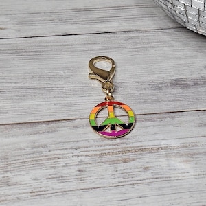 Rainbow Badge Charms, Peace Badge Reel Accessory, Zipper Charm