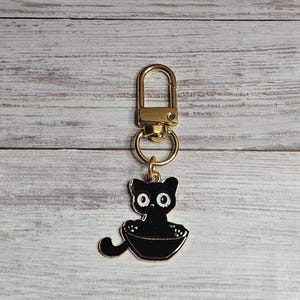 Black Cat Bag Charm, Funny Cat Keychain Charm Accessory