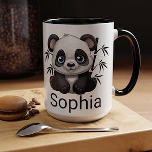 Personalized Mug, Cute Panda with Bamboo, Animal Lover Gift, Custom Coffee Mug