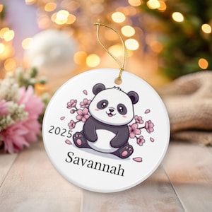 Panda Ceramic Ornament, Personalized Holiday Gift, Cute Home Decor, Baby Shower Keepsake, Christmas Tree Decoration